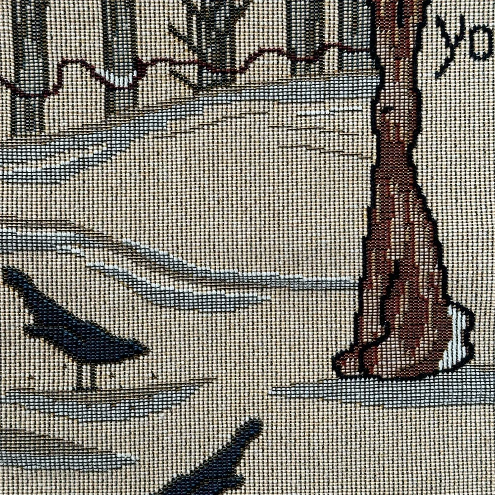 Christmas Hanging Tapestry Snowman Winter Landscape 24x15